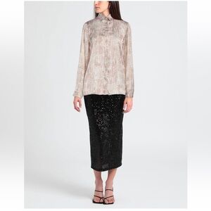 Cavalli Class Satin Beige Print Blouse